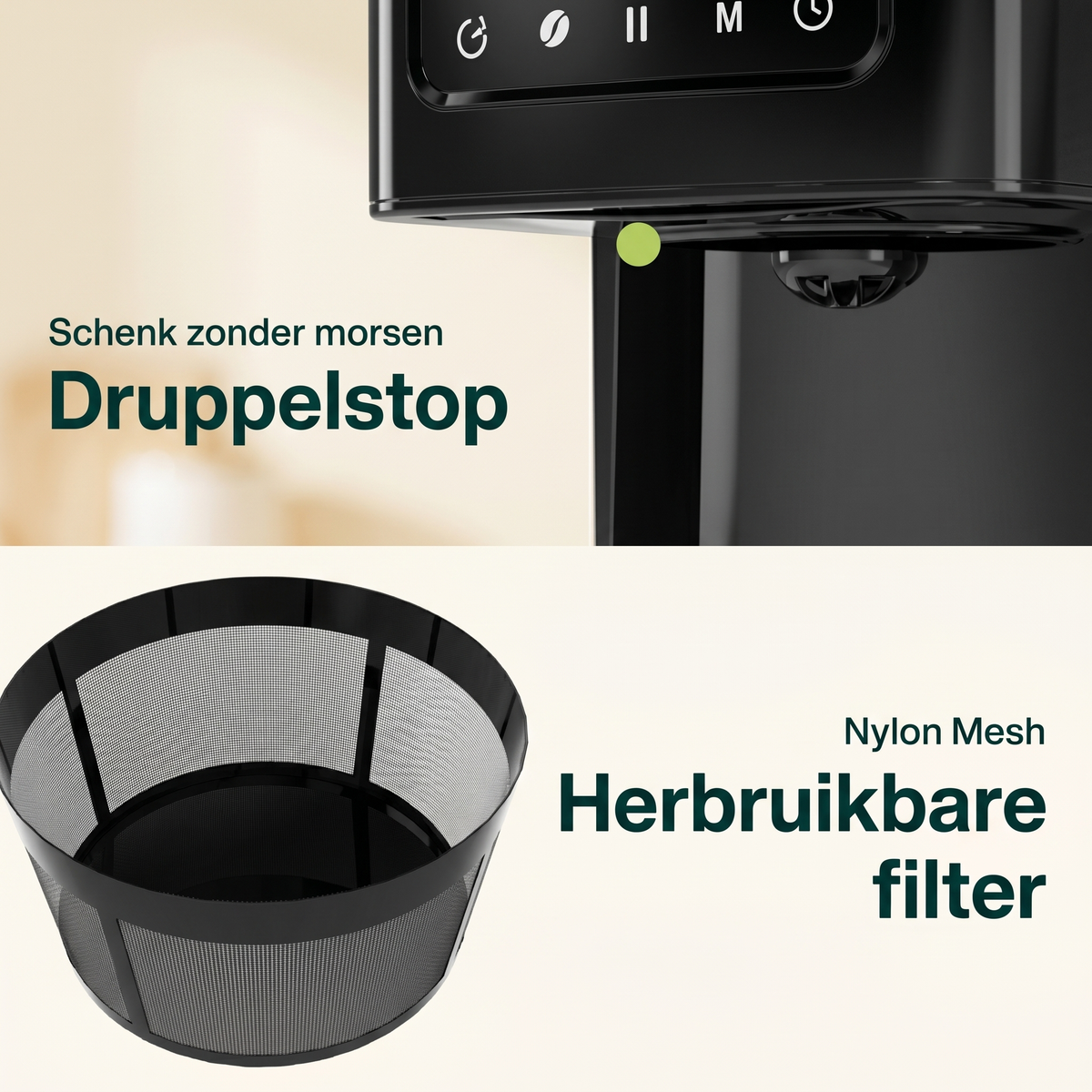 Vivid Green Koffiezetapparaat 1.8L met display en timer