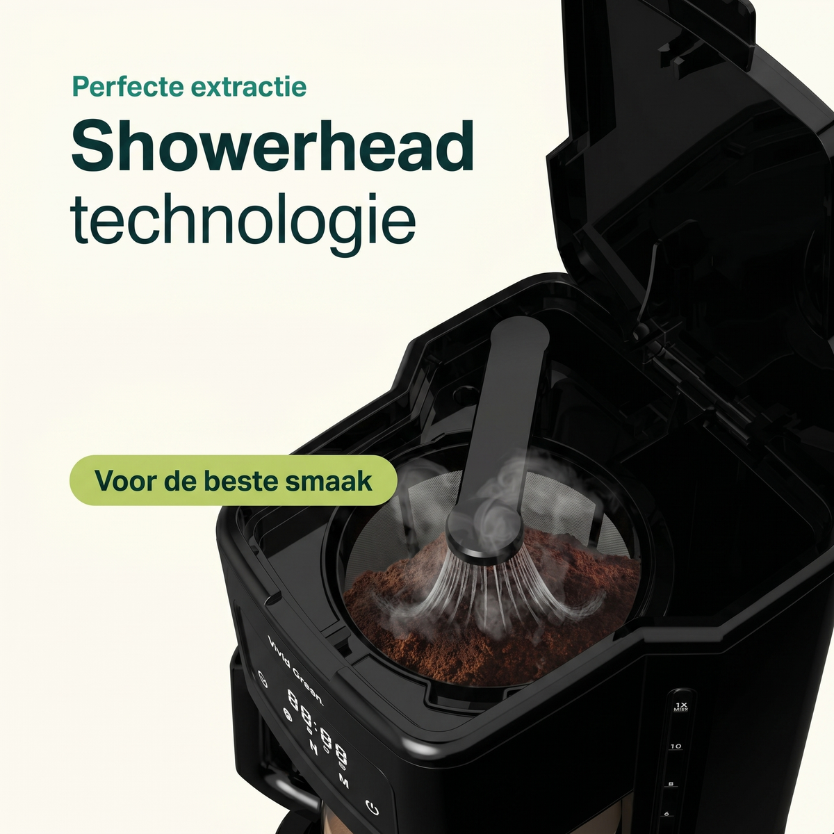 Vivid Green Koffiezetapparaat 1.8L met display en timer