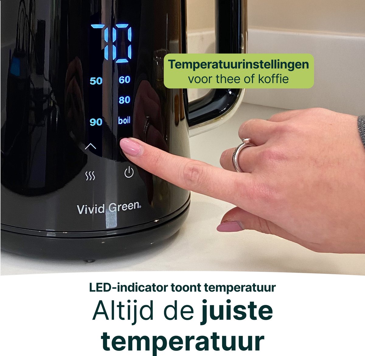 Vivid Green Waterkoker met Temperatuurregeling