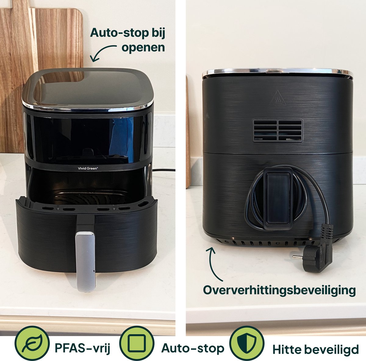 Vivid Green Airfryer met Display 5L