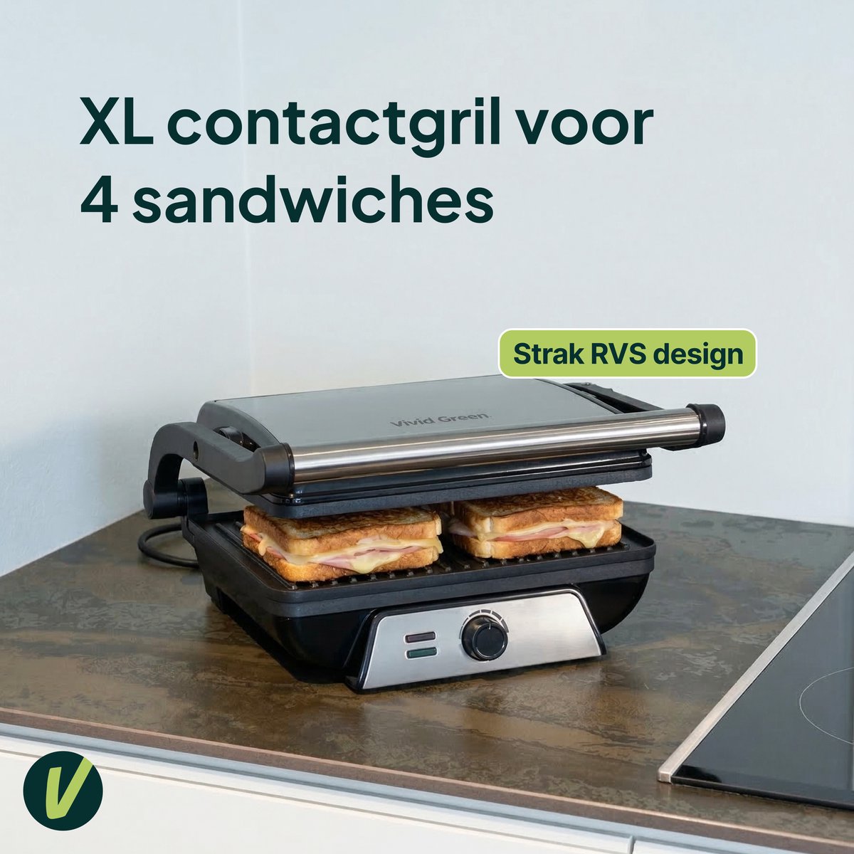 Vivid Green Tosti apparaat met Grillfunctie