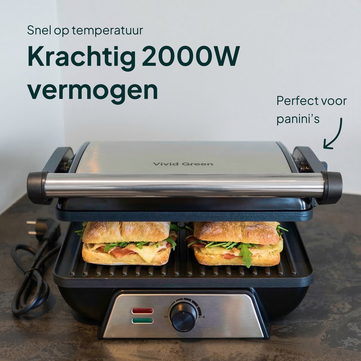 Vivid Green Tosti apparaat met Grillfunctie