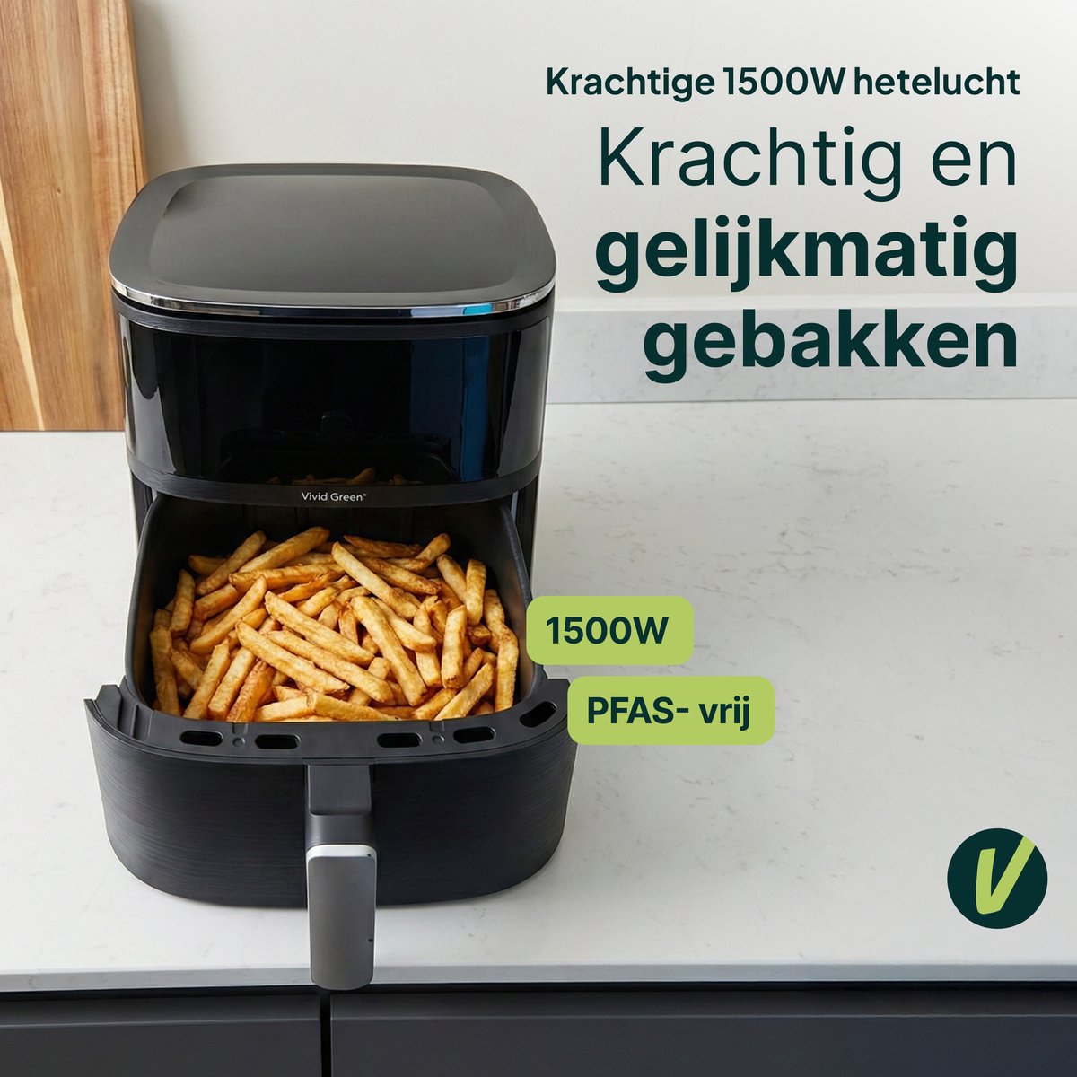 Vivid Green Airfryer met Display 5L
