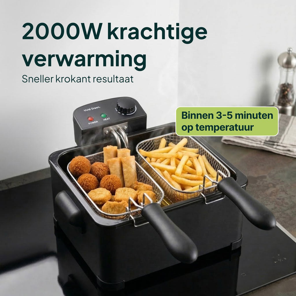 Vivid Green Frituurpan 5 Liter Zwart