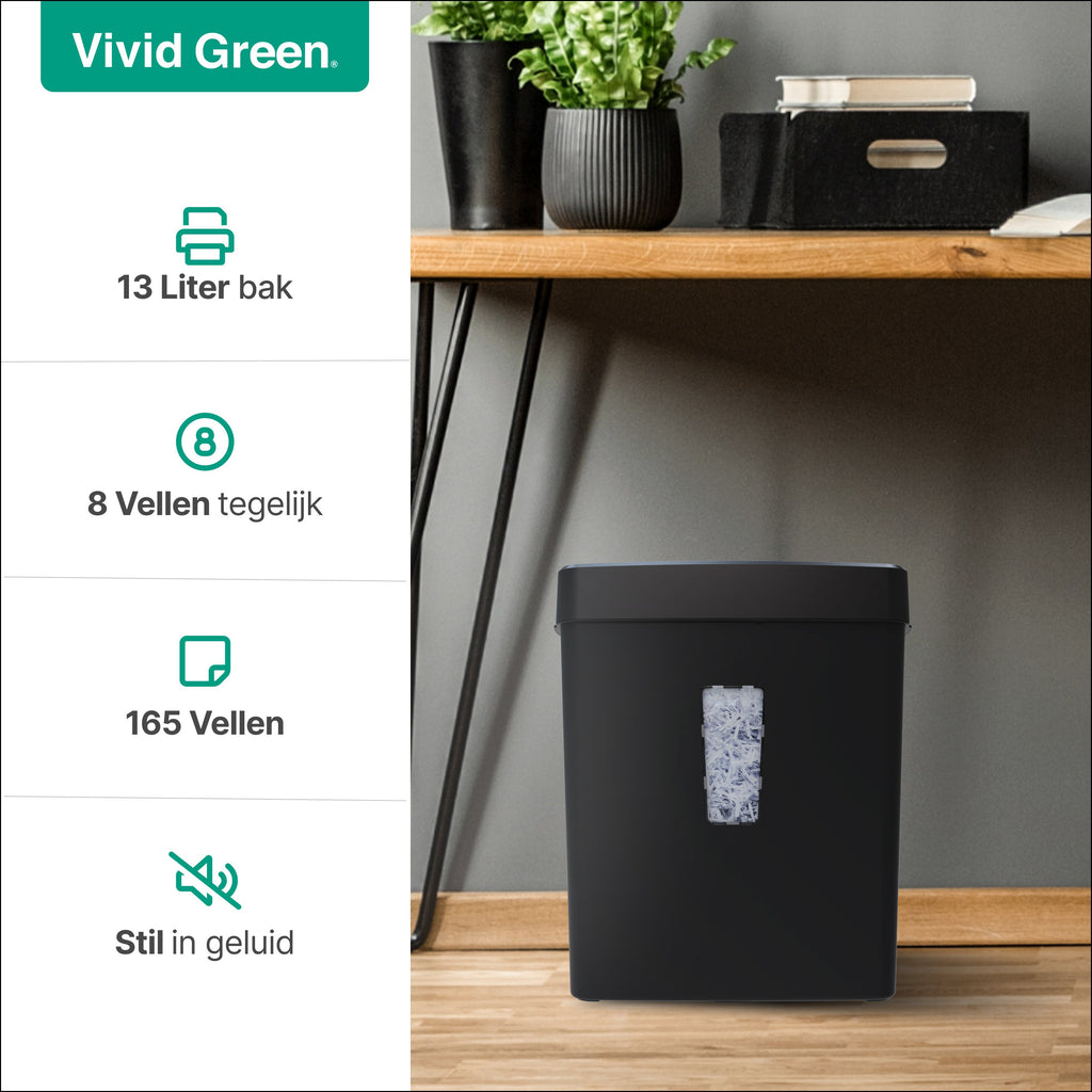 Vivid Green Papierversnipperaar 13L - Zwart