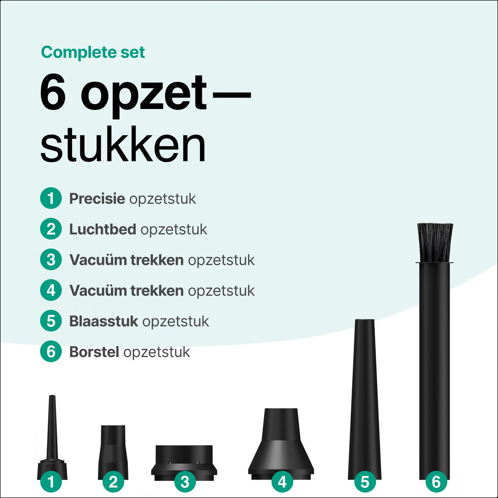 Vivid Green Airduster - 50K RPM- Draadloos en Oplaadbaar - Zwart