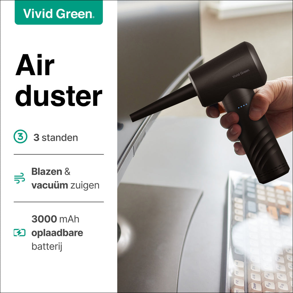 Vivid Green Airduster - 50K RPM- Draadloos en Oplaadbaar - Zwart