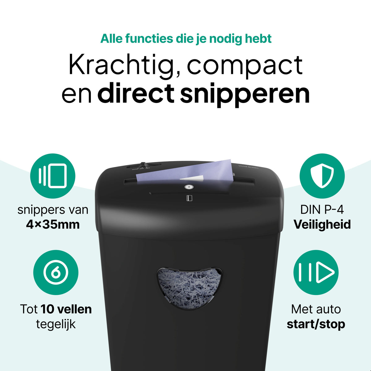 Vivid Green Papierversnipperaar 21L - Zwart