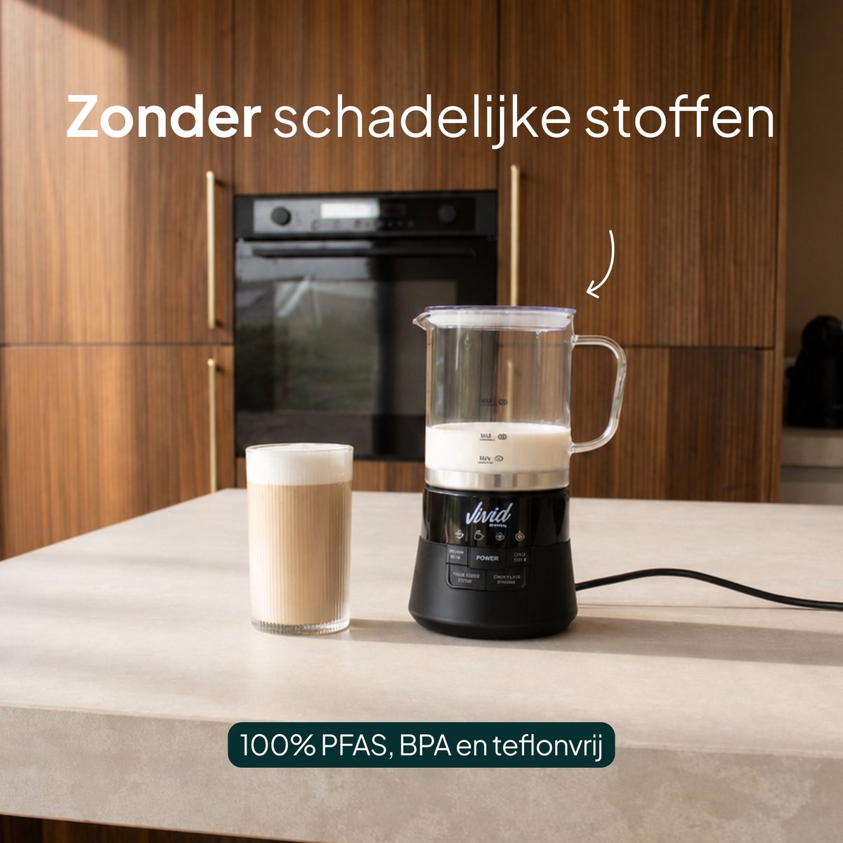 Vivid Green Deluxe Glazen Melkopschuimer