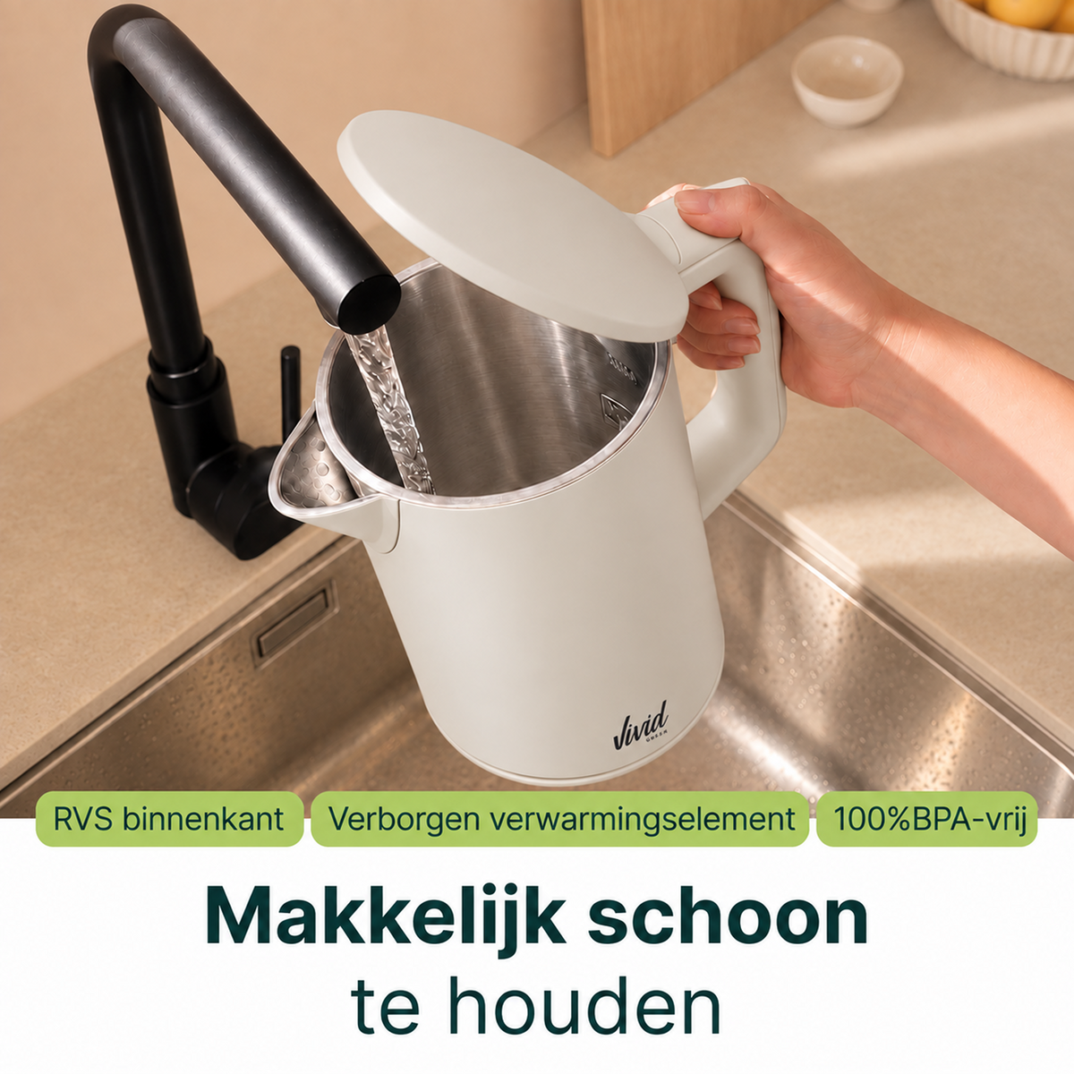 Vivid Green 2200W Waterkoker - Creme