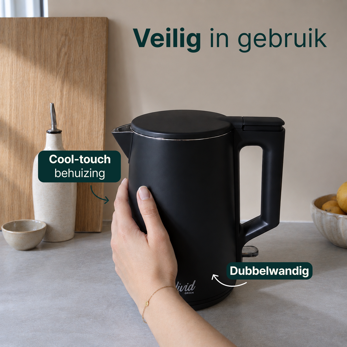 Vivid Green 2200W Waterkoker - Zwart