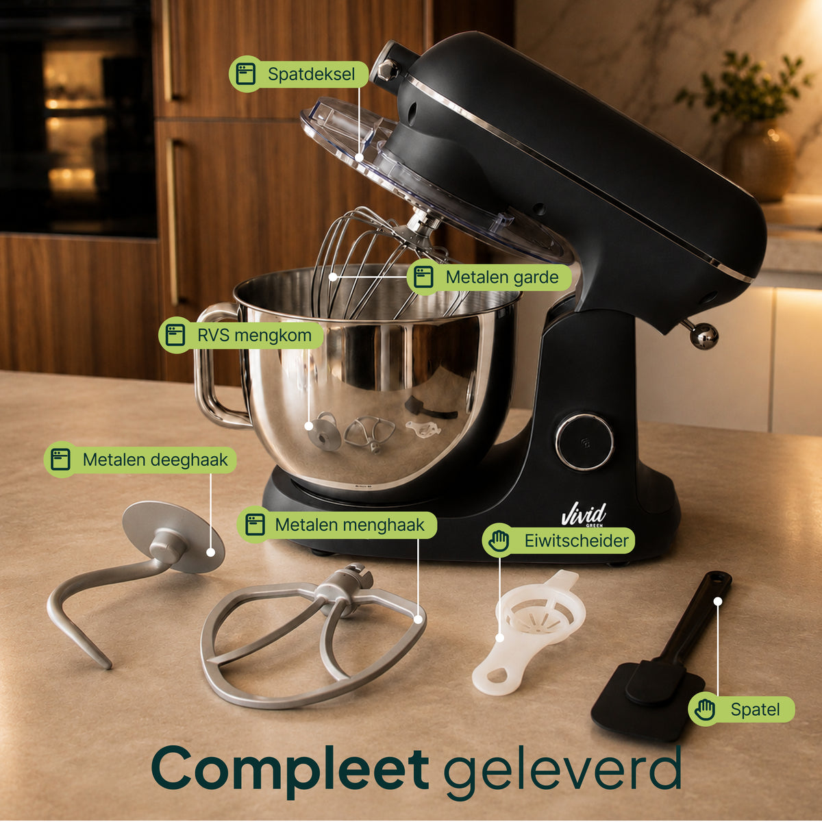 Vivid Green Keukenmachine Deluxe met display