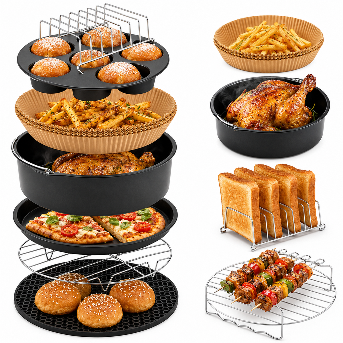 Vivid Green Airfryer Accessoires 8-delige set